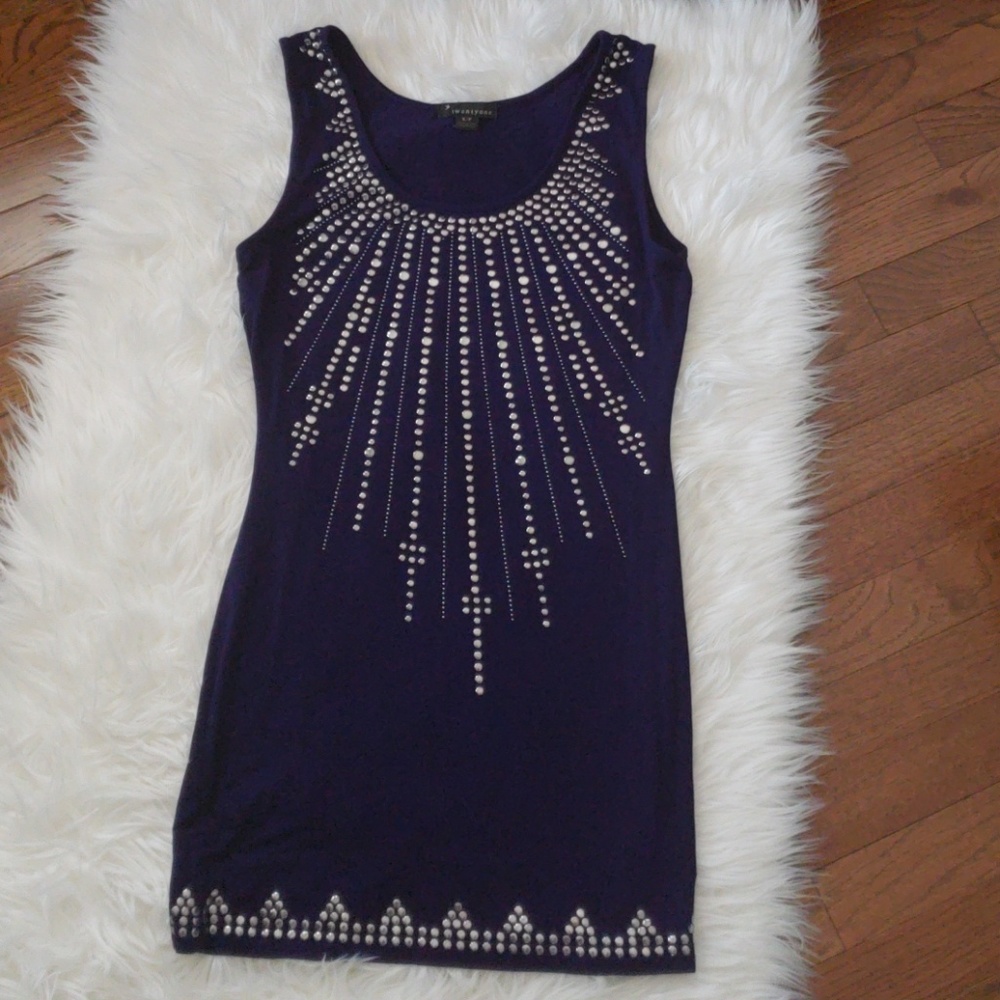 Deep Purple Embellished Tunic Dress